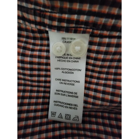 Michael Michael Kors Mens Long Sleeve Button-Down Shirt Orange & Navy Gingham - Picture 5 of 6